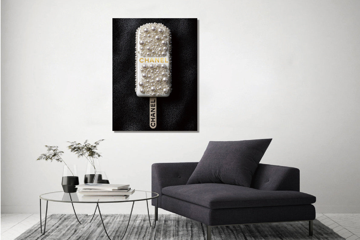 Glasbild «Silbernes Eis» 60 × 80 cm – Goldfolie – Ansicht 2
