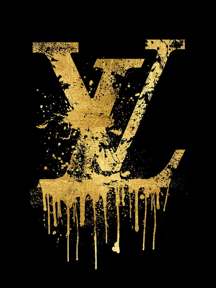 Glasschilderij met goudfolie 60x80cm Gouden letters