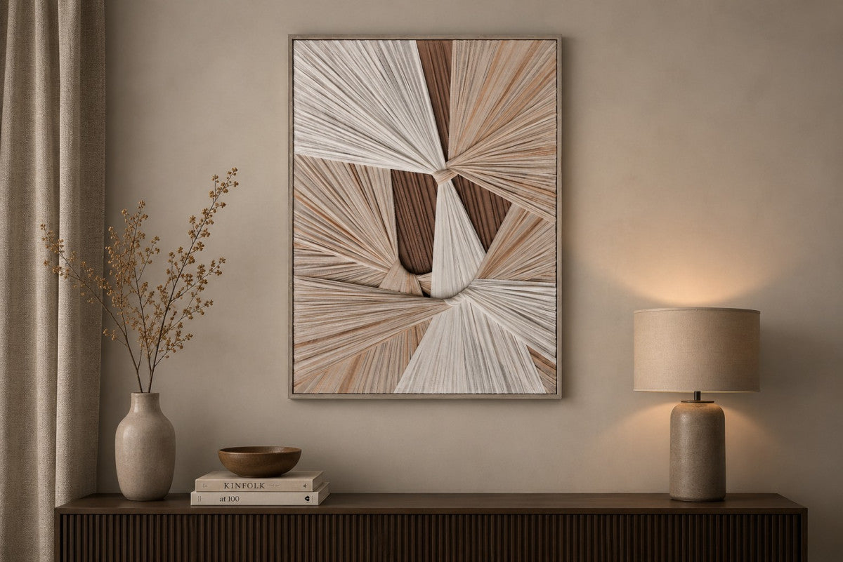 Ölgemälde «Gewebt 2» 80 × 120 cm mit Rahmen – Ansicht 2