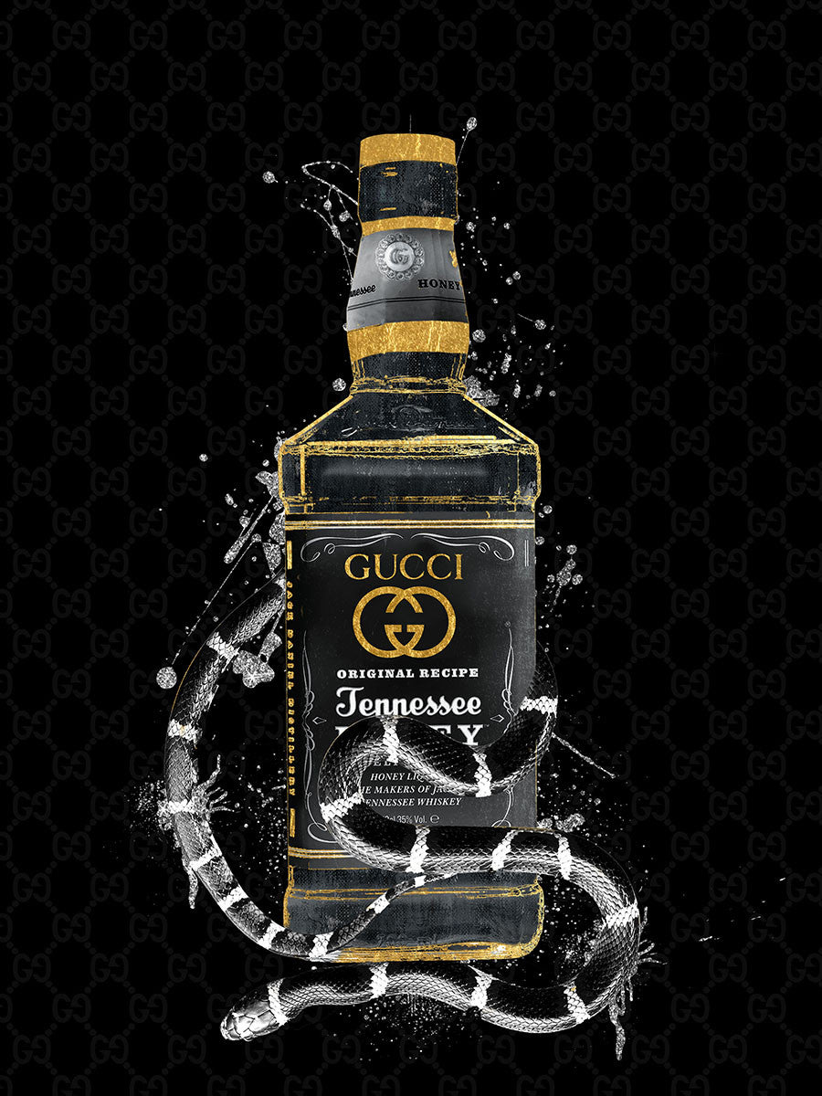 Glasschilderij met goudfolie 60x80cm Whisky