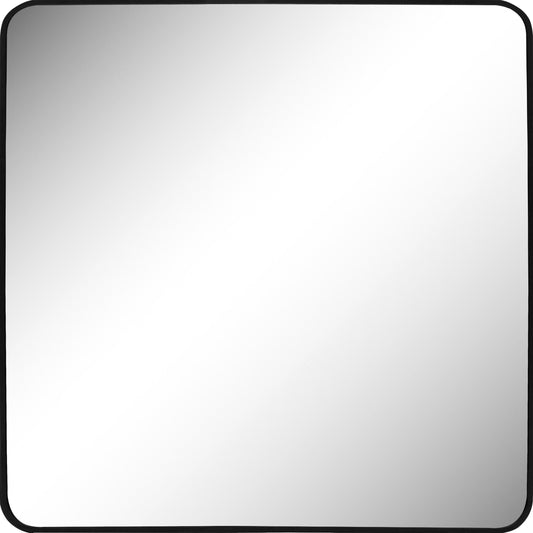 Spiegel met aluminium lijst 80x80cm. Zwart Curved