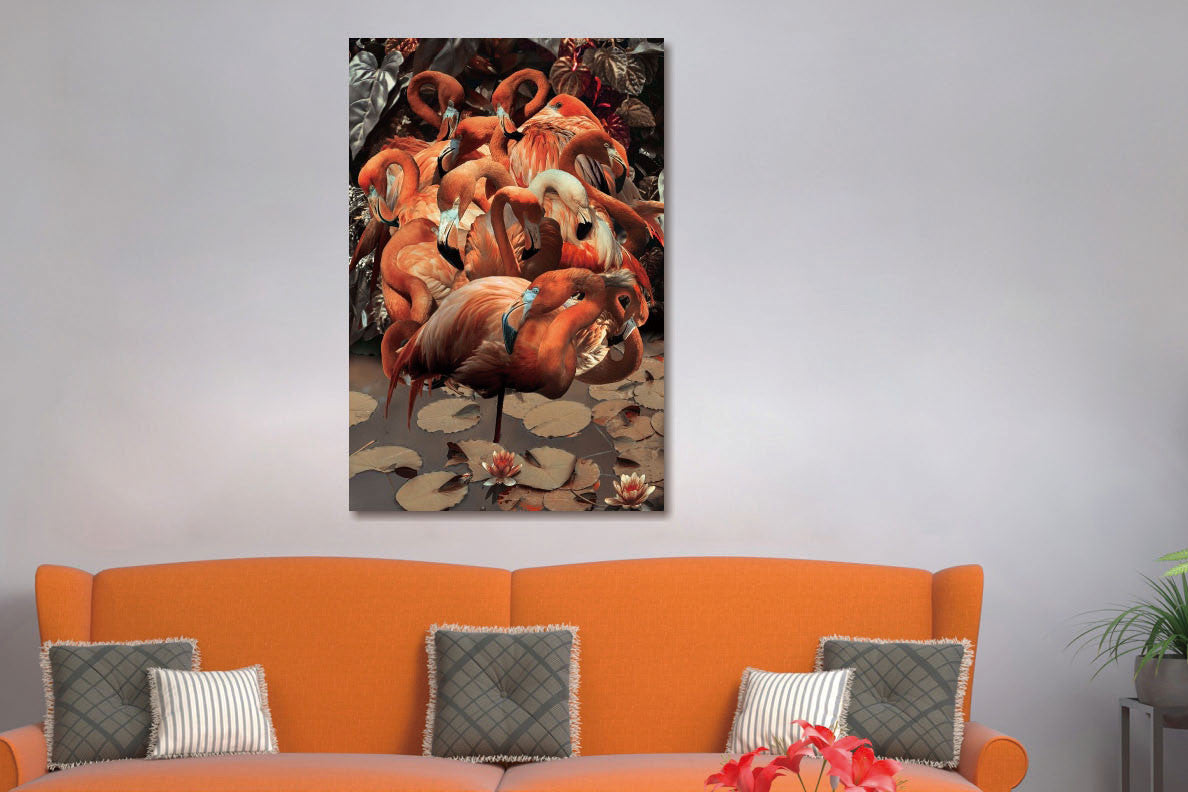 Glasbild «Flamingos» 120 × 80 cm (Art. GLAS080120-713) – Ansicht 2