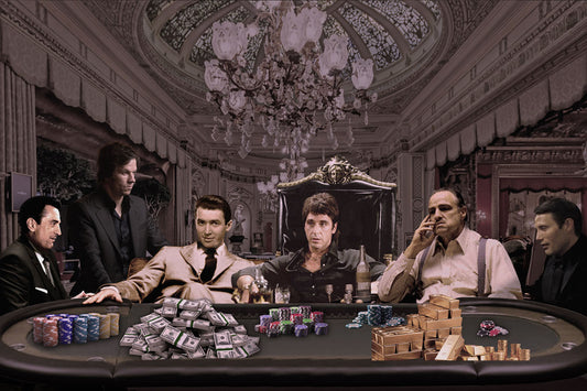 Glasbild «Mafia Casino Schwarz/Weiss» 160 × 110 cm