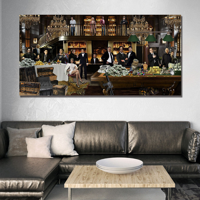 Glasbild «Mafia in der Bar» 160 × 80 cm – Ansicht 2