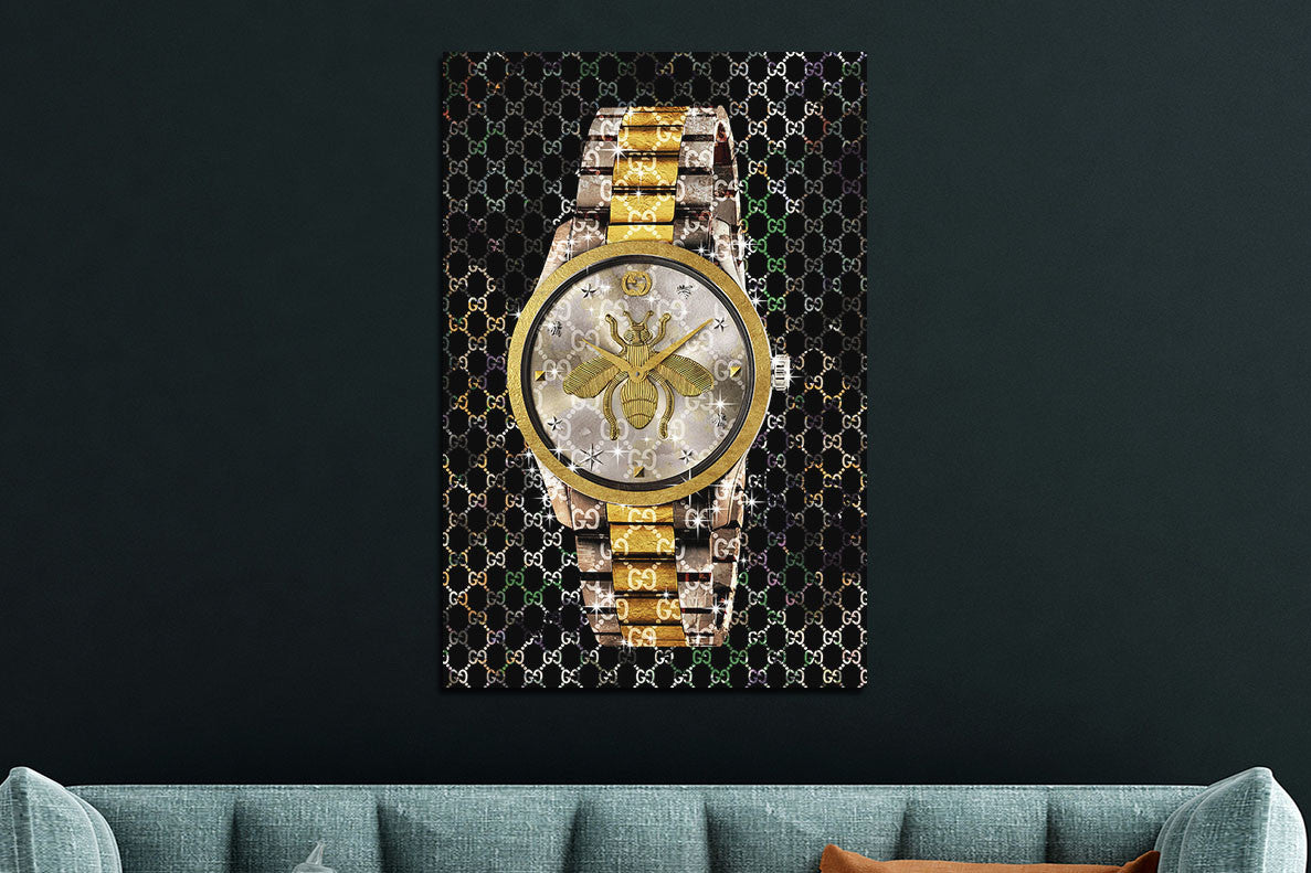 Glasbild «Goldene Uhr» 80 × 120 cm – Ansicht 2