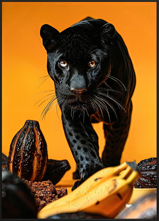 Canvas incl. lijst 53x73cm Glitter & glans finish Zwarte Panter