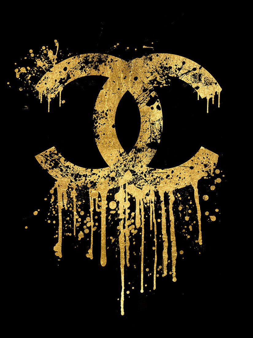 Glasschilderij met goudfolie 60x80cm Gouden C