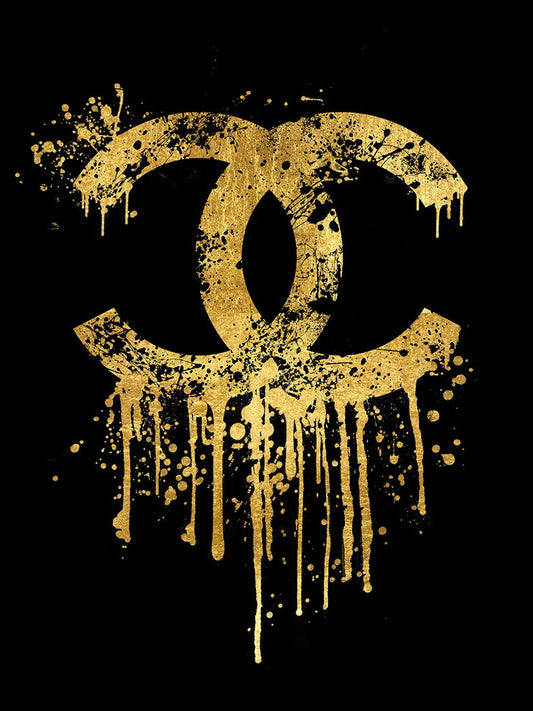 Glasschilderij met goudfolie 60x80cm Gouden C