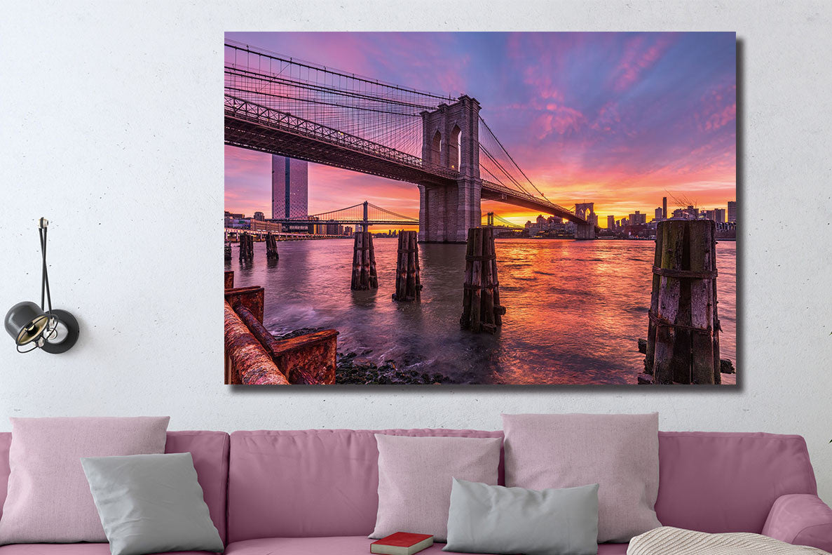 Glasbild «Brooklyn Bridge NYC» 160 × 110 cm – Ansicht 2