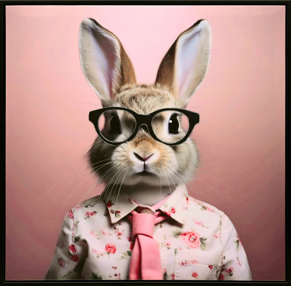 Canvas incl. lijst 63x63cm Glitter & glans finish Bunny