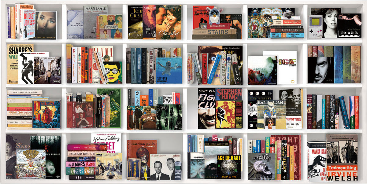 Glasschilderij met 3D reliÃ«f 160x80cm Boekenkast