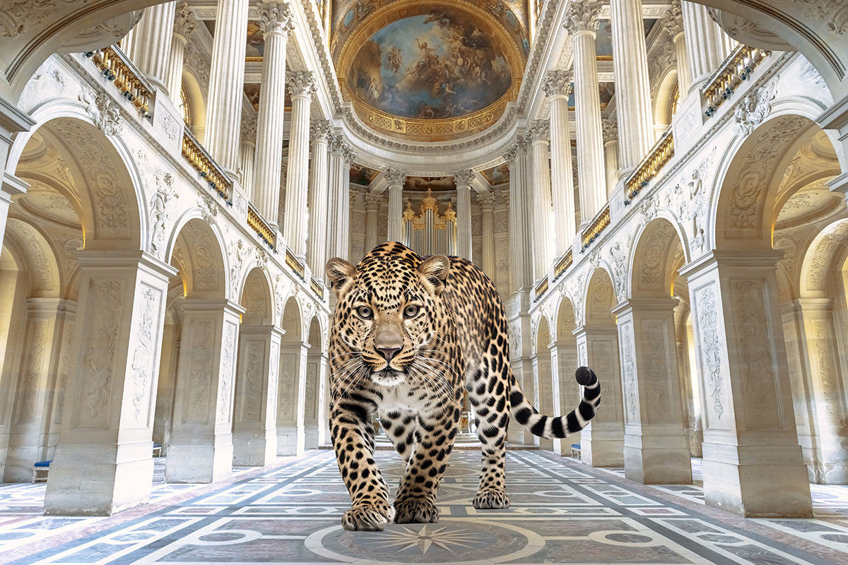 Glasbild «Panther im Palast» 120 × 80 cm