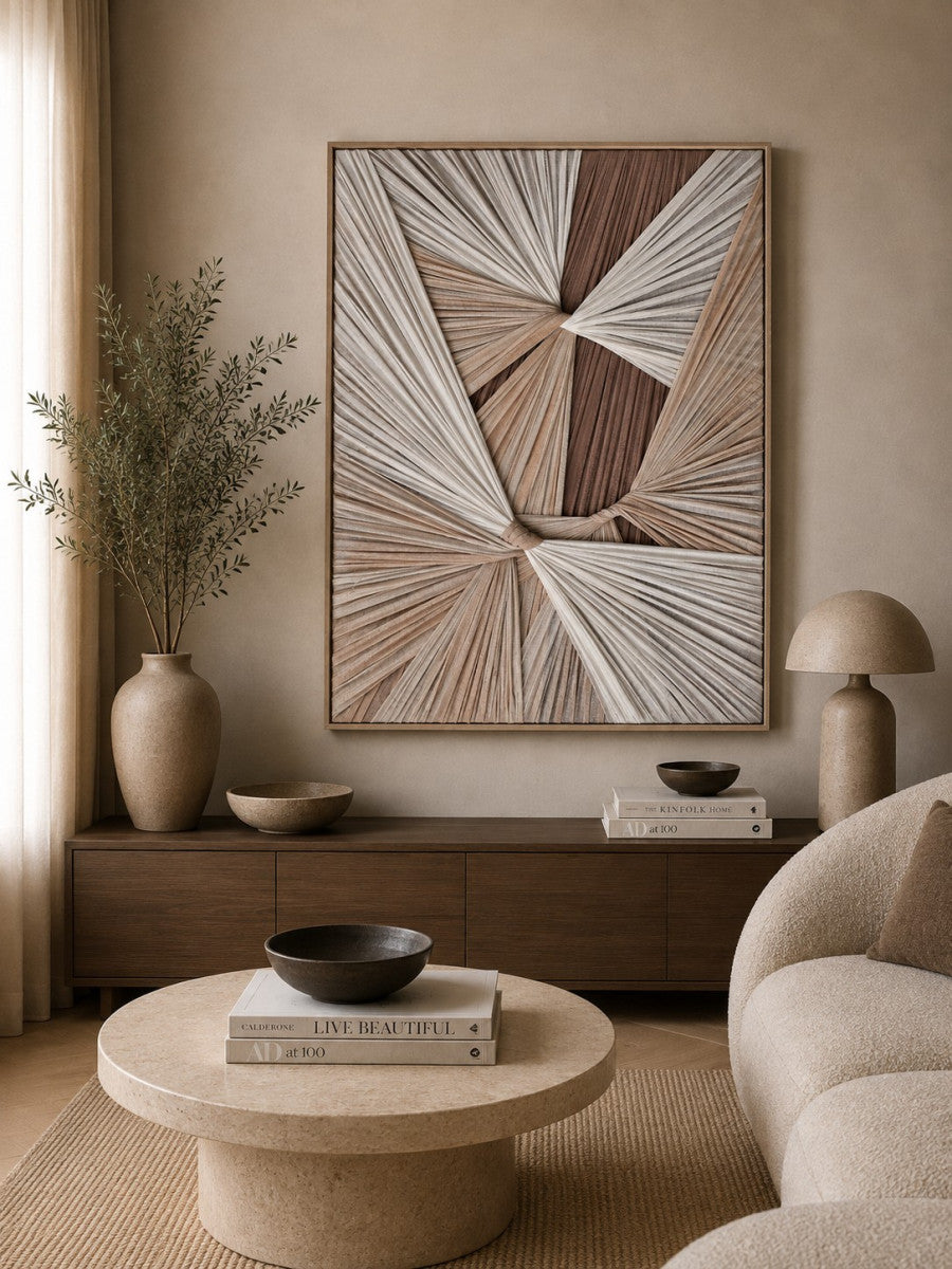 Ölgemälde «Gewebt 1» 80 × 120 cm mit Rahmen – Ansicht 2