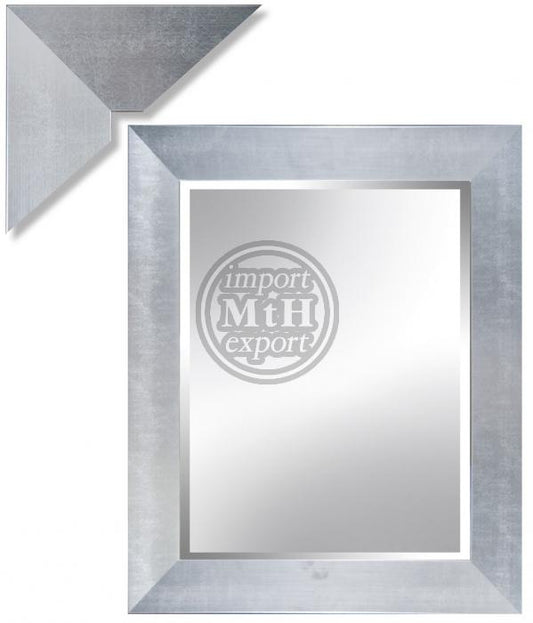 Spiegel met facet, 91x146cm incl. lijst. Zilver