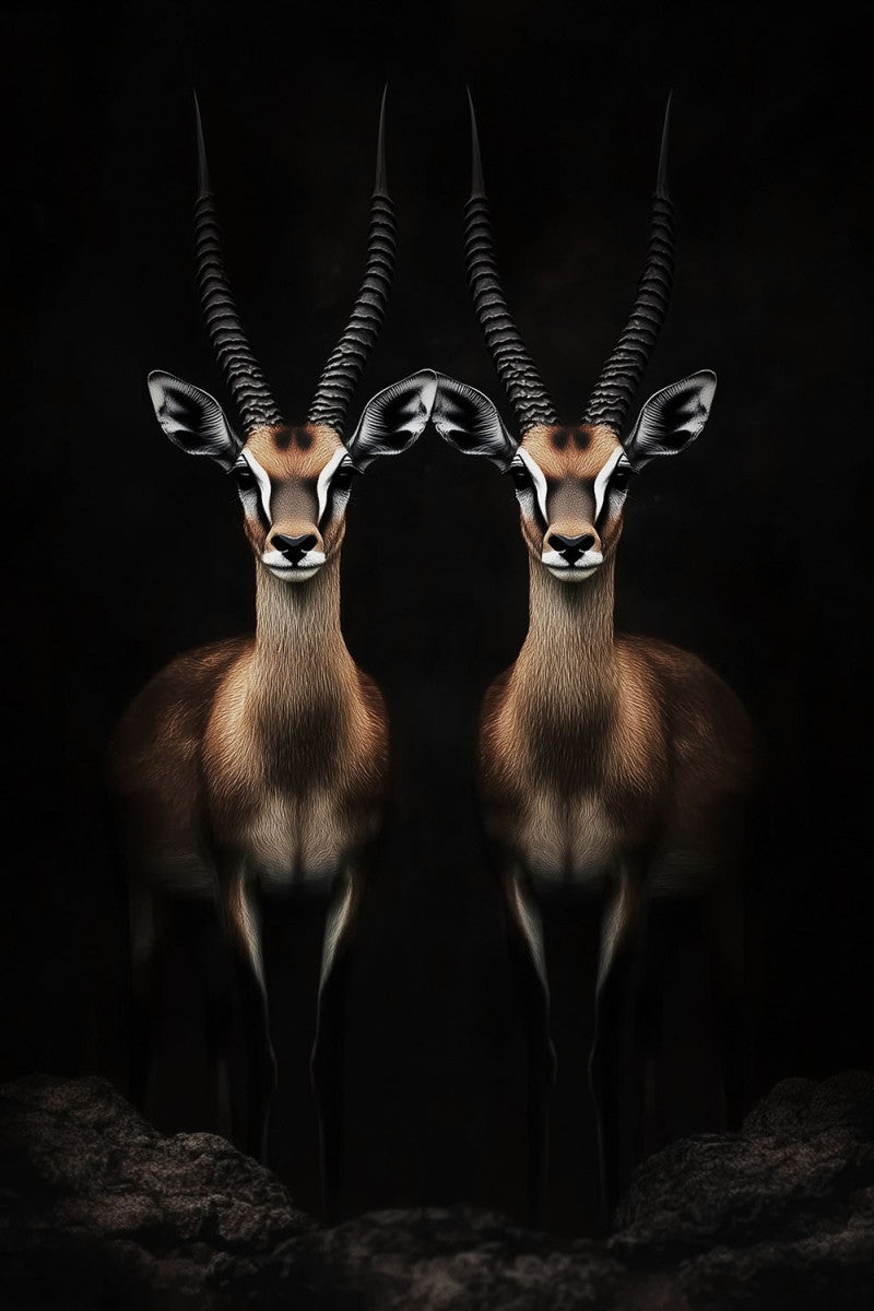 Glasschilderij 80x120cm Twee gazelles