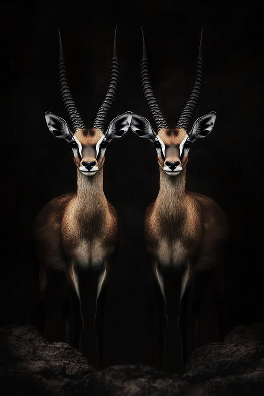 Glasschilderij 80x120cm Twee gazelles