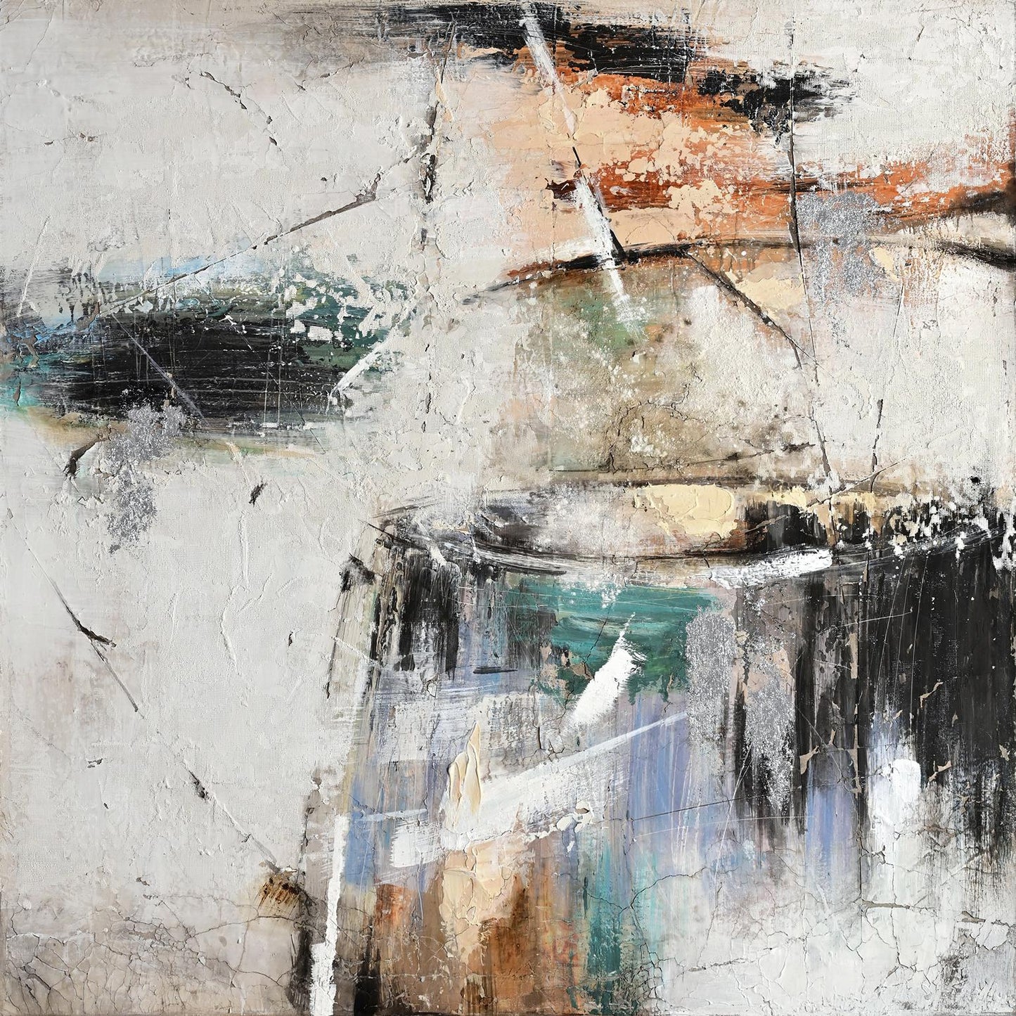 Olieverfschilderij 120x120cm 'Travel'