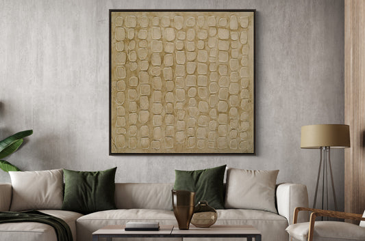 Ölgemälde «Goldenes Muster» 120 × 120 cm mit Rahmen, handgemalt