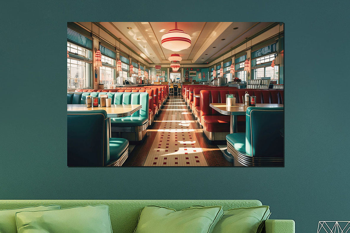 Glasbild 120x80cm 50er Jahre Diner