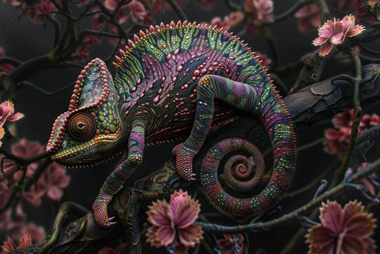 Glasschilderij met 3D reliÃ«f 120x80cm Kameleon