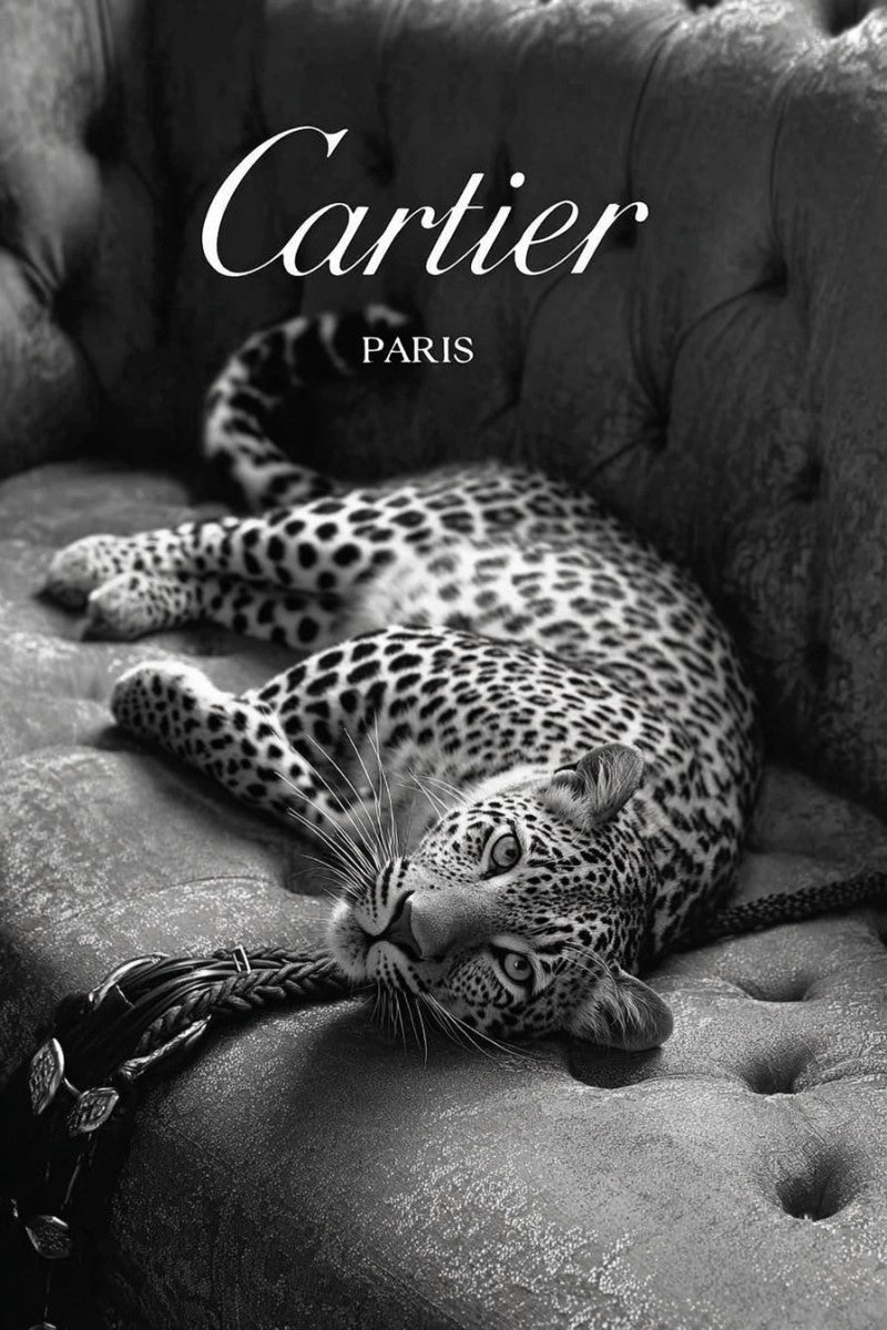 Glasbild «Panther auf der Bank» 80 × 120 cm