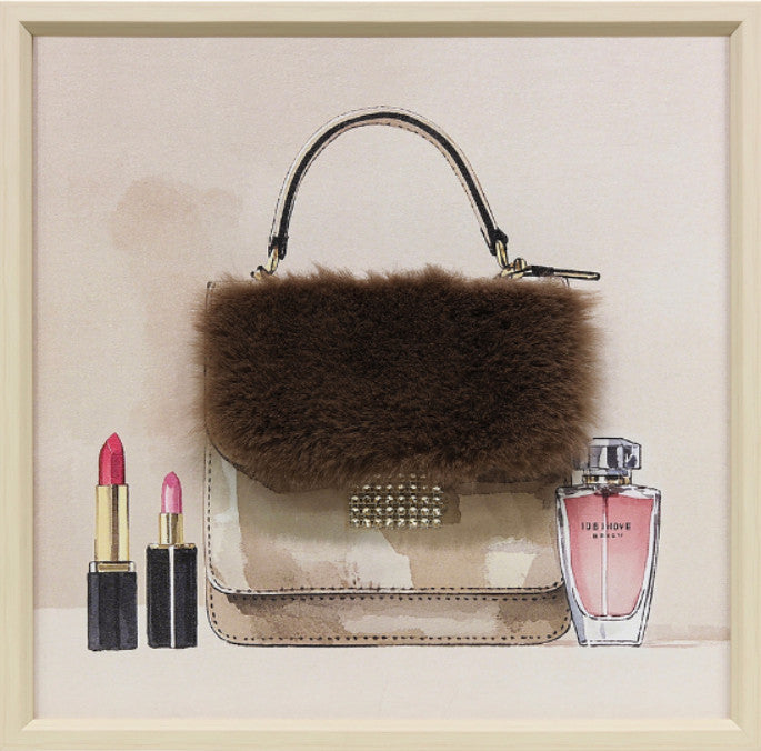 Ingelijst schilderij met versiering 40x40cm Zwart tasje