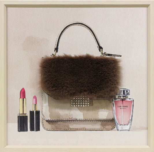Ingelijst schilderij met versiering 40x40cm Zwart tasje