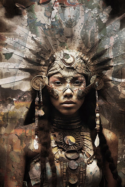 Glasschilderij 80x120cm Indiaan geverfd