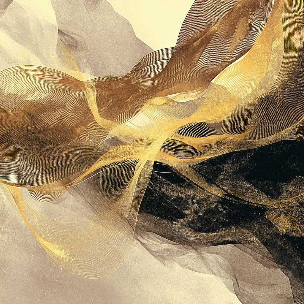 Glasbild «Goldwellen» 120 × 120 cm – 3D-Effekt