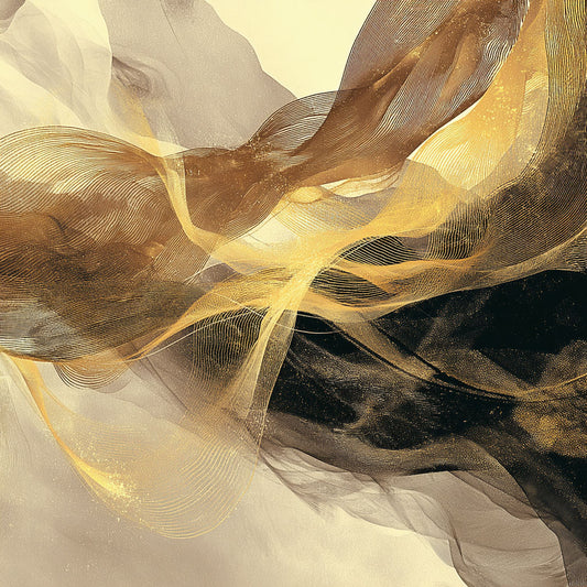 Glasbild «Goldwellen» 120 × 120 cm – 3D-Effekt