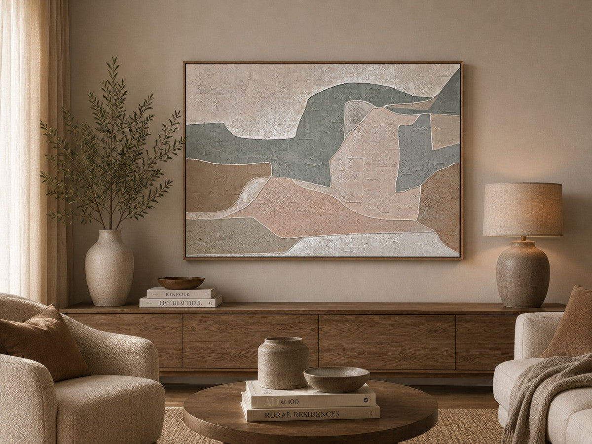Ölgemälde «Sanfte Harmonie 1» 90 × 120 cm mit Rahmen, handgemalt – Ansicht 2