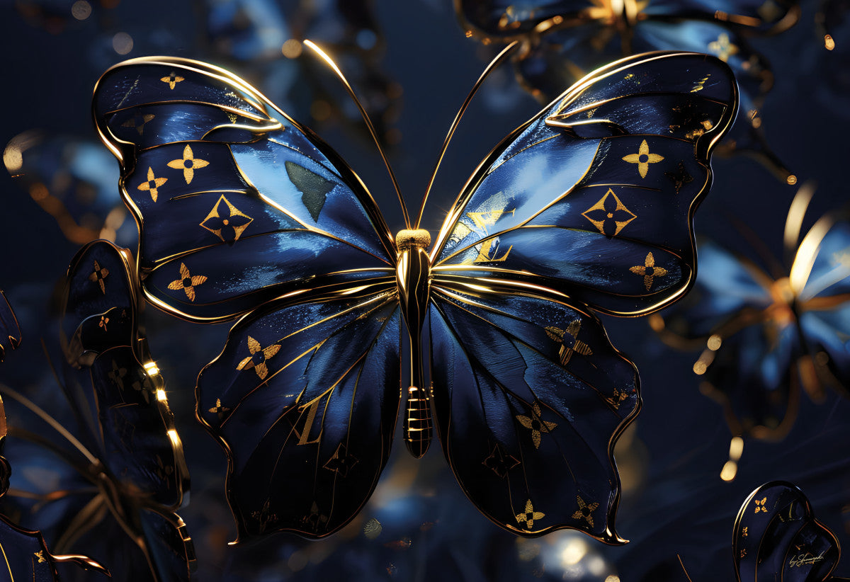 Glasschilderij 160x110cm Blauwe vlinder