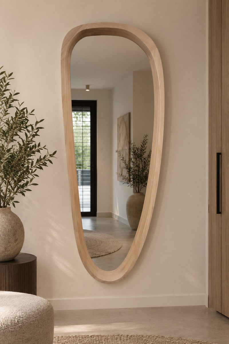 Spiegel in Eiform Natur mit Holzrahmen 70 × 150 cm – Ansicht 2