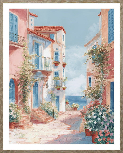 Leinwandbild «Küstendorf» mit Rahmen 40 × 50 cm
