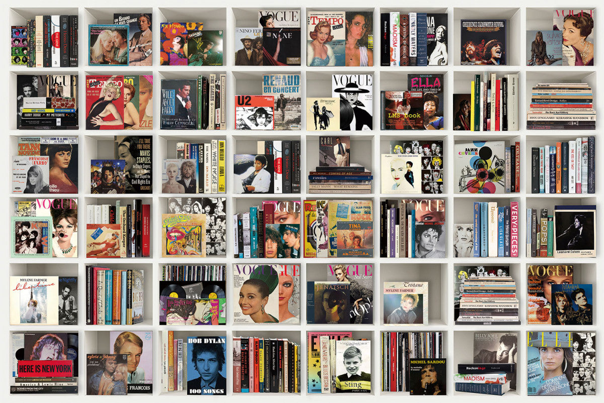 Glasschilderij met 3D reliÃ«f 120x80cm Boekenkast