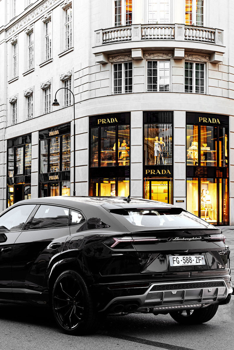 Glasschilderij 80x120cm Auto voor winkel