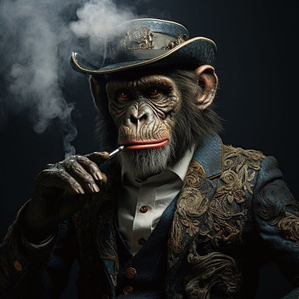 Glasschilderij 80x80cm Smokey Ape