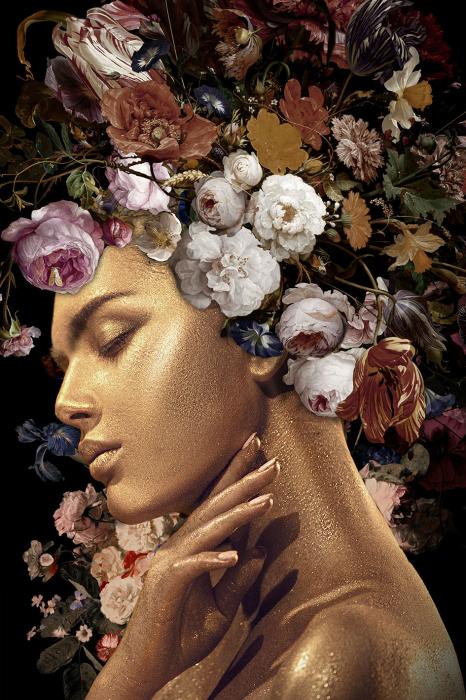 Glasschilderij 80x120cm Sparkling flowers