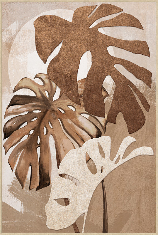 Canvas incl. lijst 80x120cm Handgeschilderd 'Palmbladeren'