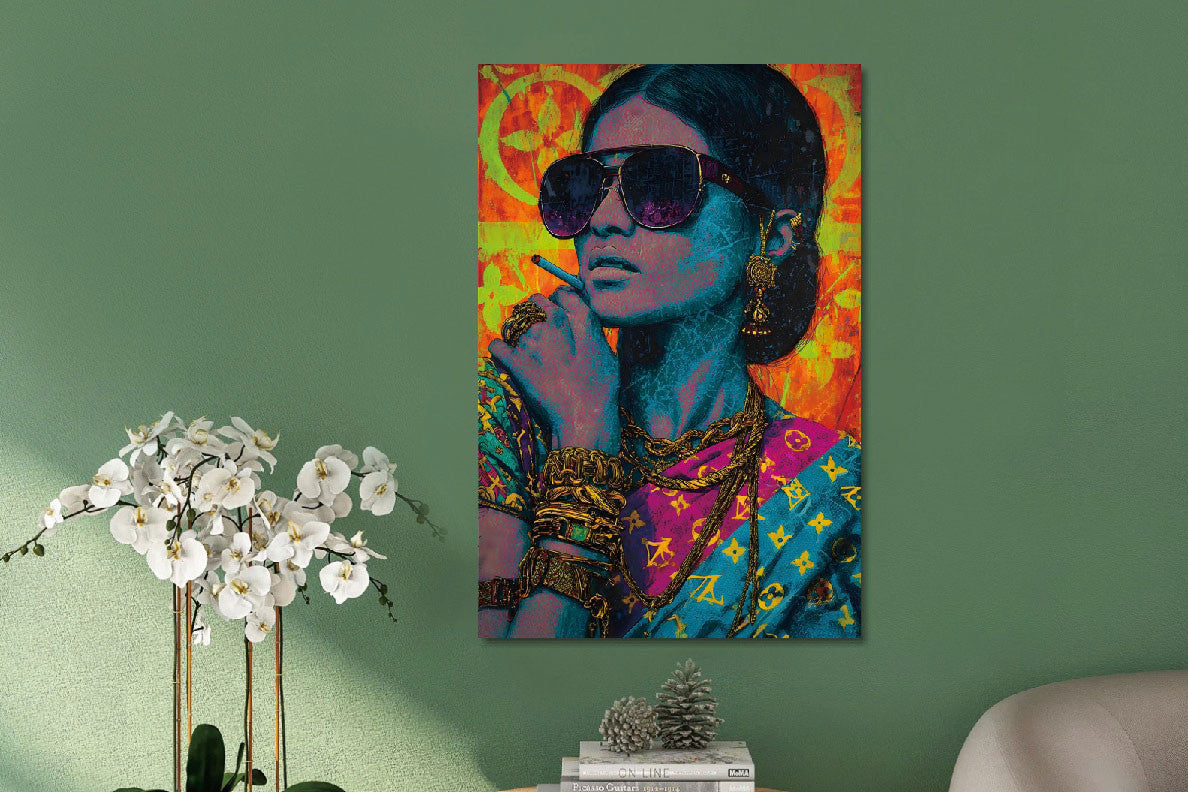 Glasbild «Neonfrau» 80 × 120 cm – Ansicht 2