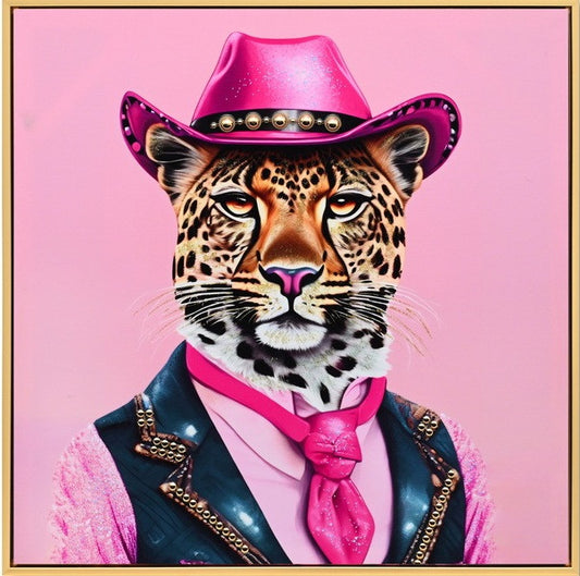 Canvas incl. lijst 63x63cm Glitter & glans finish Panter