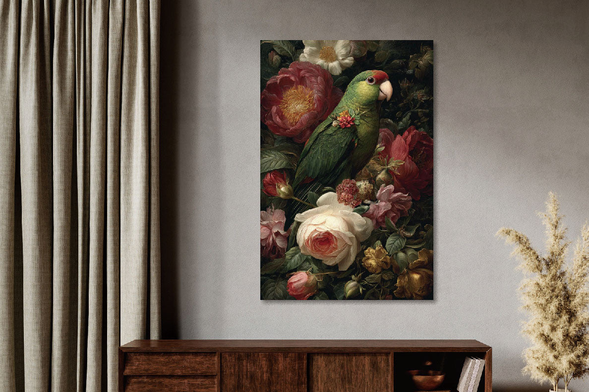 Glasbild «Grüner Papagei» 80 × 120 cm – Ansicht 2