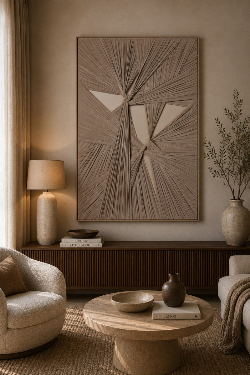 Ölgemälde «Gewebt 1» 100 × 150 cm mit Rahmen – Ansicht 2