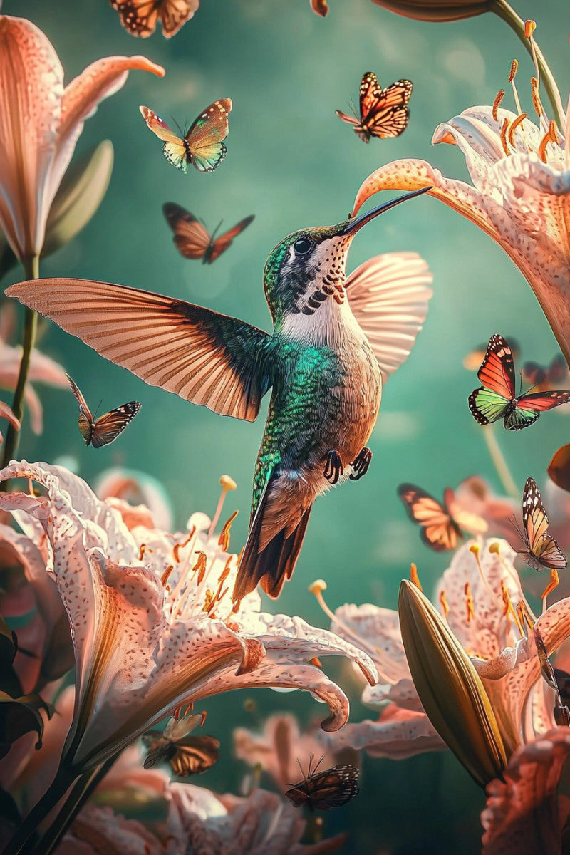 Glasbild «Kolibri» 110 × 160 cm