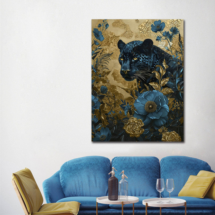 Glasbild «Blauer Panther» 80 × 120 cm – 3D-Relief – Ansicht 2