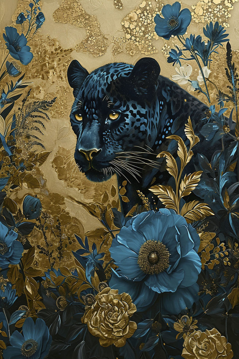 Glasbild «Blauer Panther» 80 × 120 cm – 3D-Relief