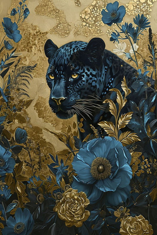 Glasbild «Blauer Panther» 80 × 120 cm – 3D-Relief