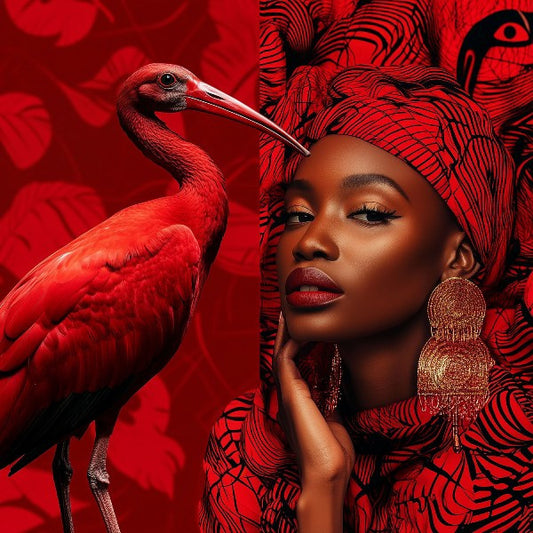 Glasschilderij 80x80cm Red Ibis