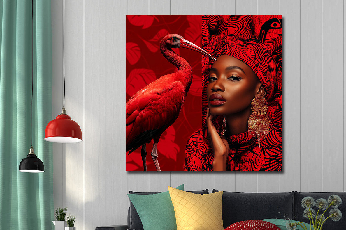 Glasbild «Roter Ibis» 80 × 80 cm – Ansicht 2