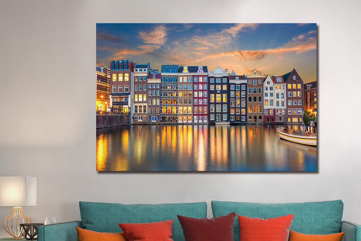 Glasbild «Grachtenhäuser» 120 × 80 cm – Ansicht 2